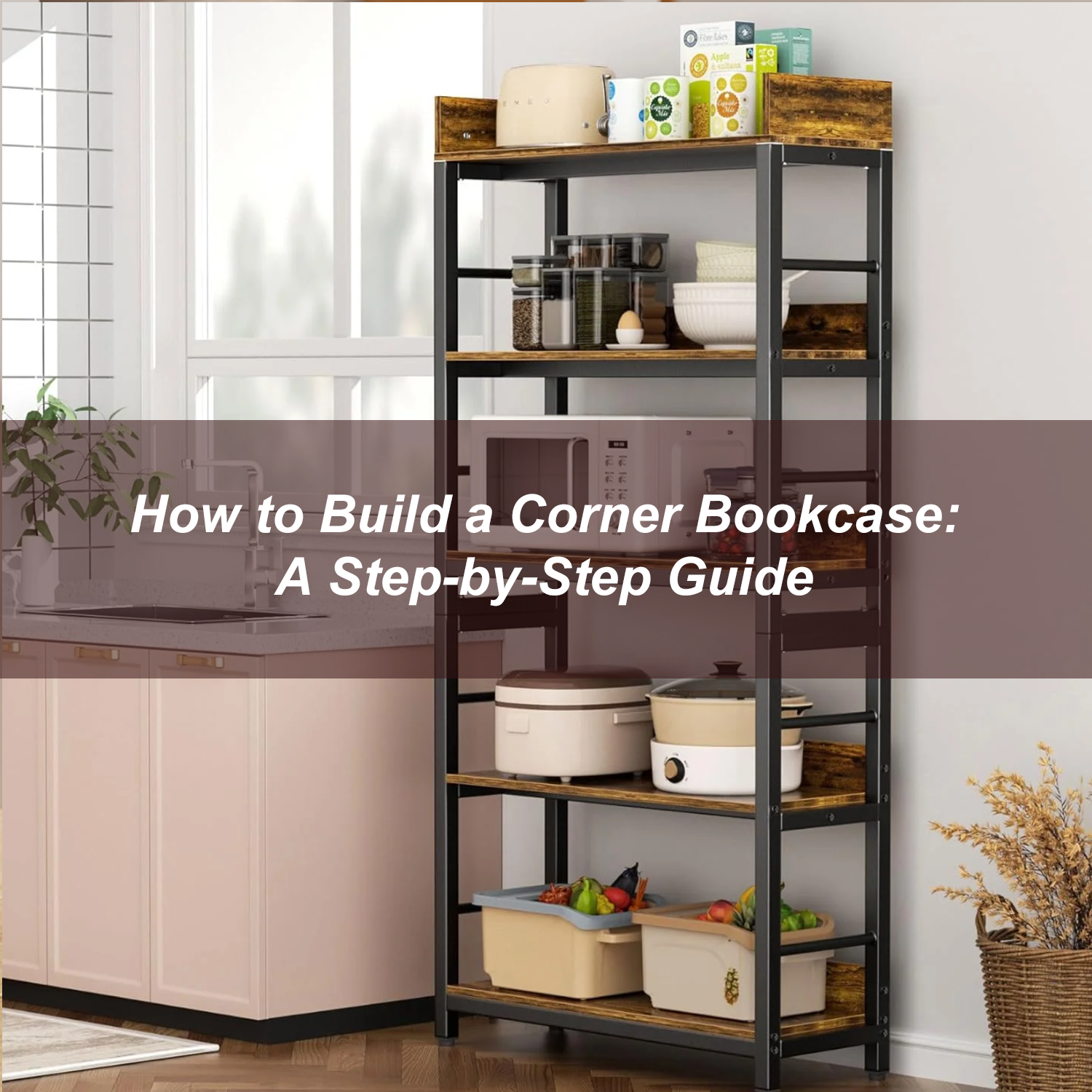 Finished corner bookcase in a living room