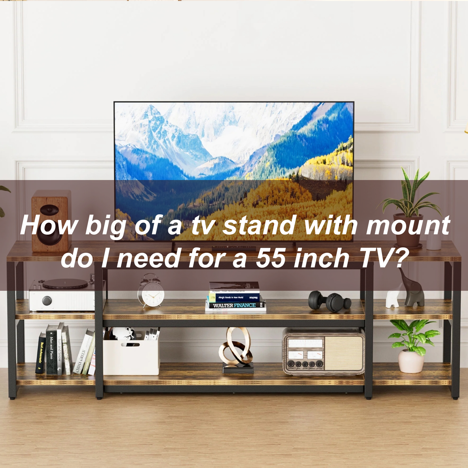 How big of a tv stand with mount do I need for a 55 inch TV?