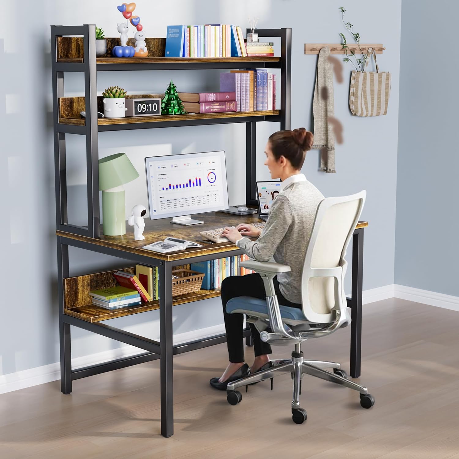 How can I maintain the wood finish on my corner desk with hutch?
