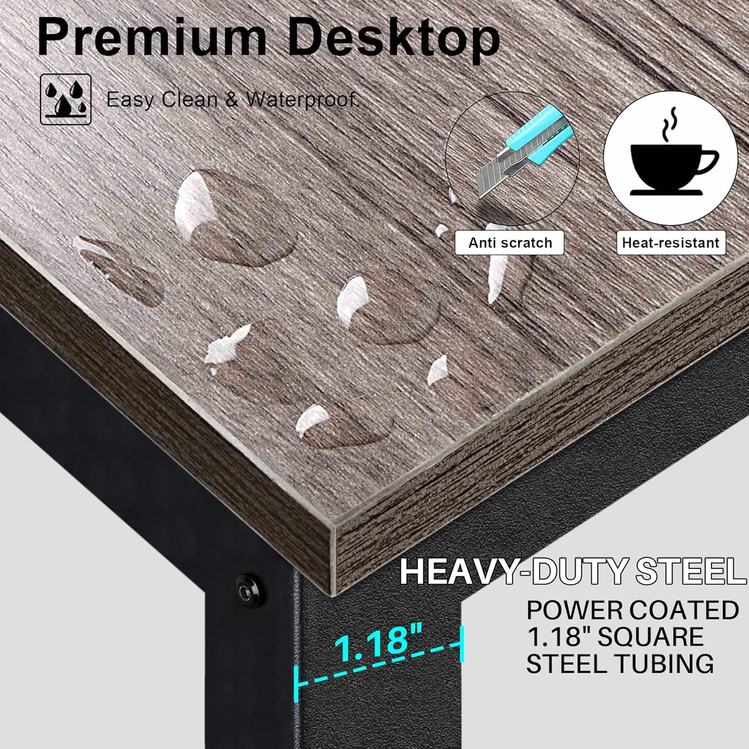 Aquzee furniture Computer Desk with 3 Tiers Storage Shelves