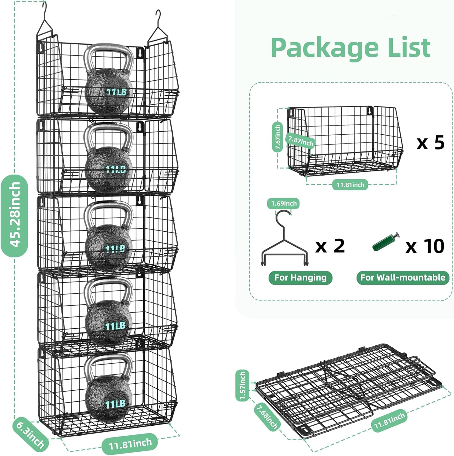 5 Tier Wall Basket Storage for Kitchen