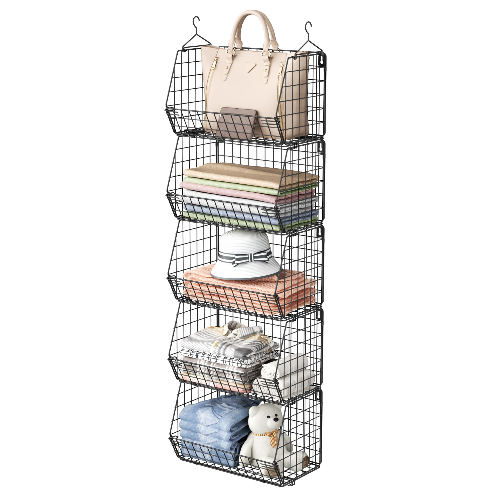 Aquzee 5 Tier Hanging Baskets for Organizing