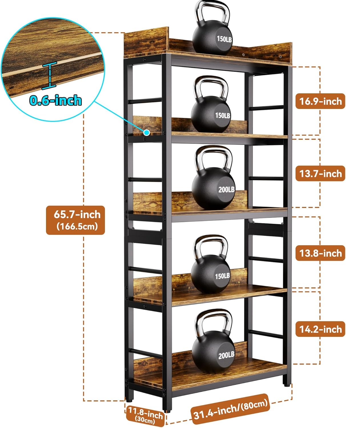 Aquzee 66 H_5 Tiers Bookshelf