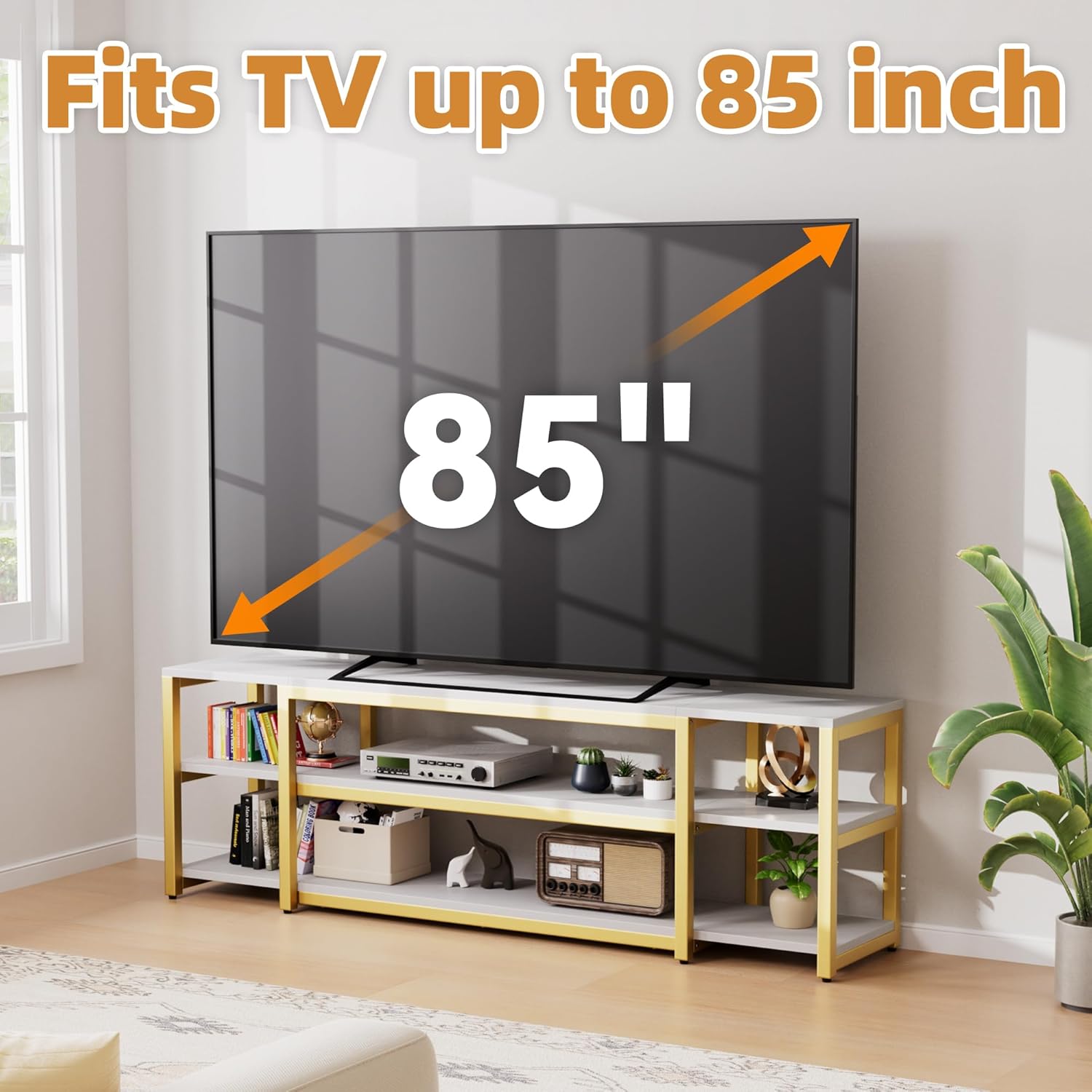 Aquzee 75in Long TV Stand for 85 Inch TVs