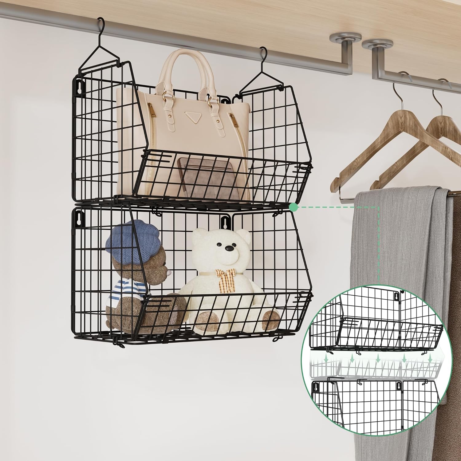Aquzee Hanging Baskets Closet Storage for Organizing