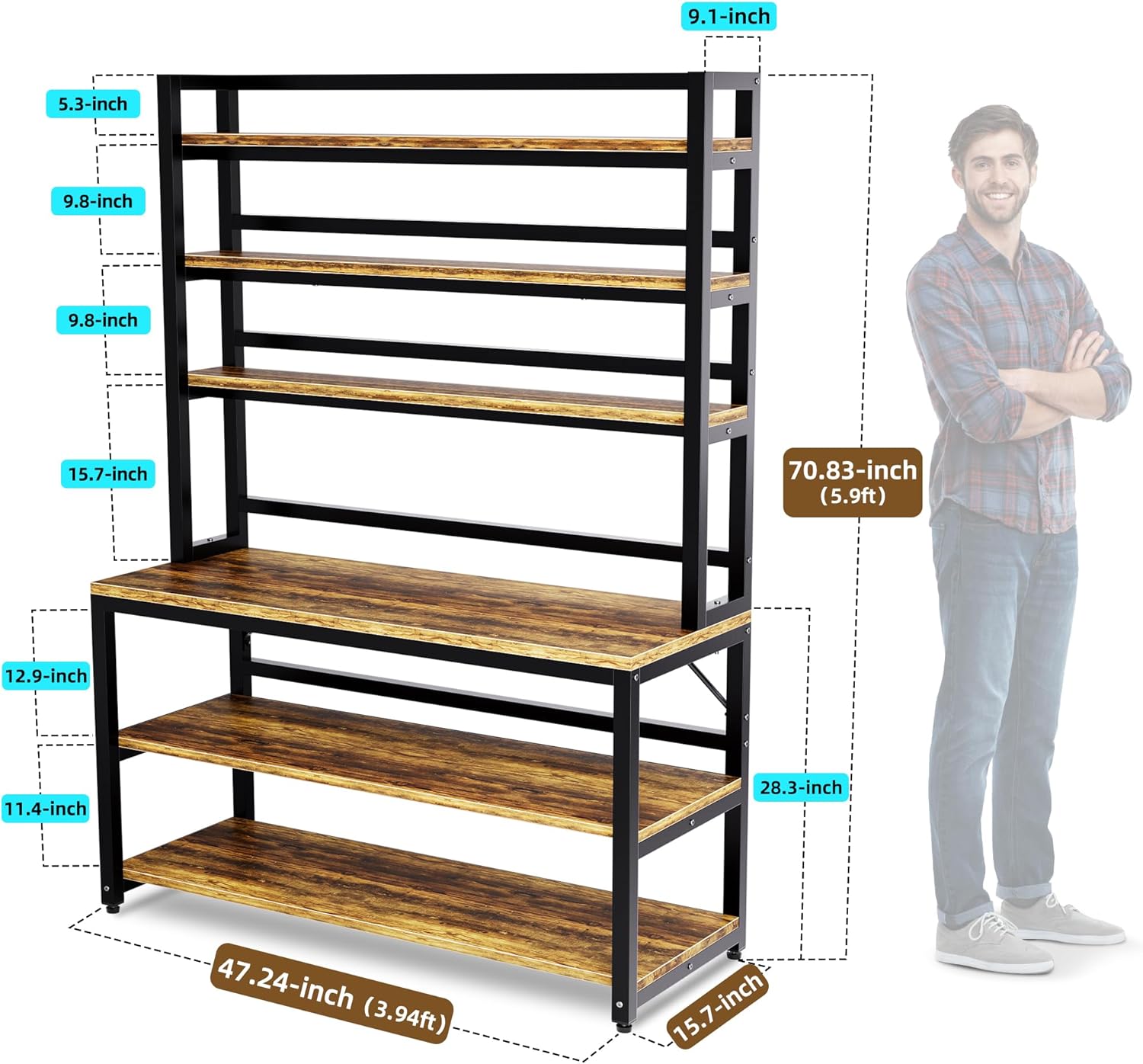 Aquzee Large 6 Tiers Bakers\ Rack for Kitchens