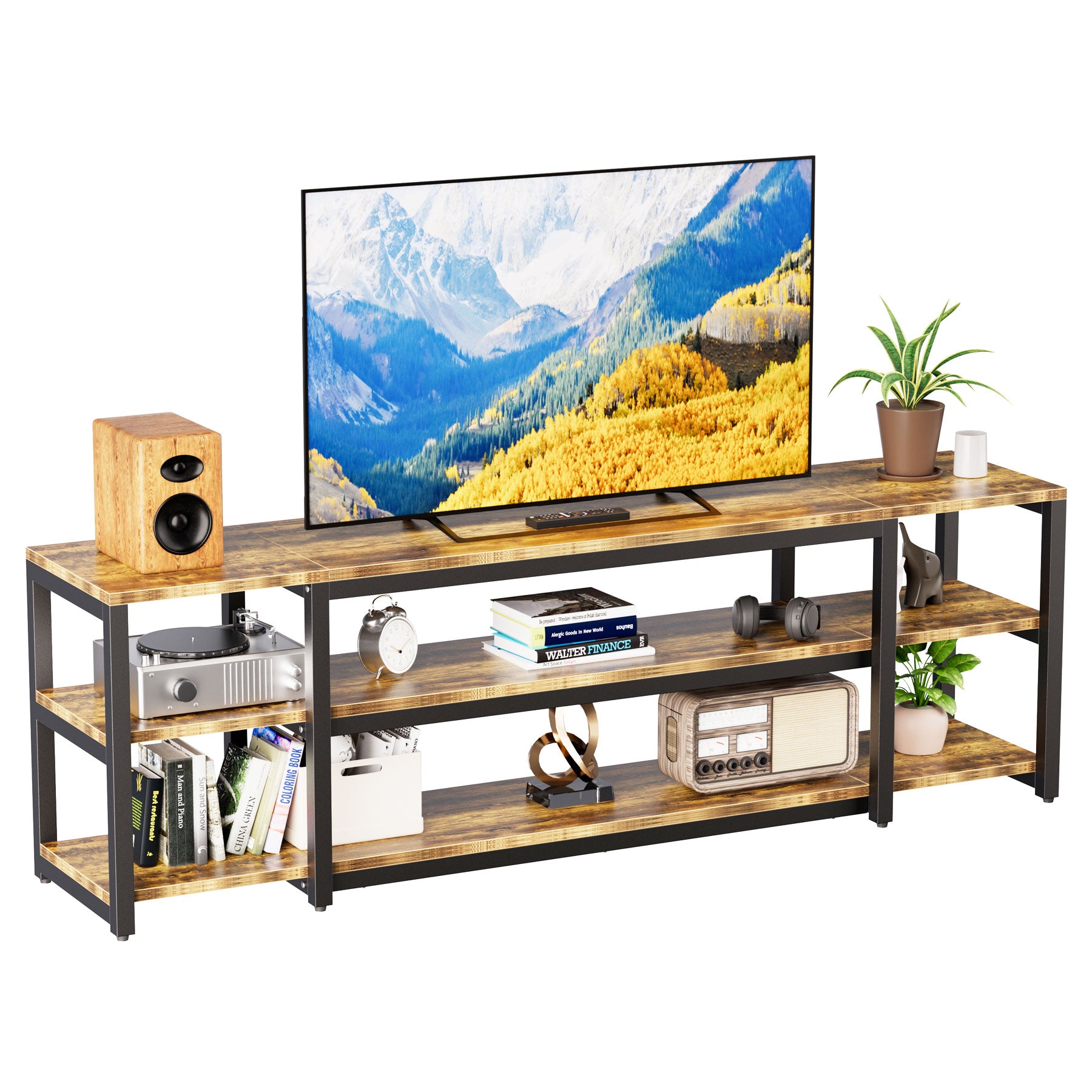 Large TV Stand with Shelves