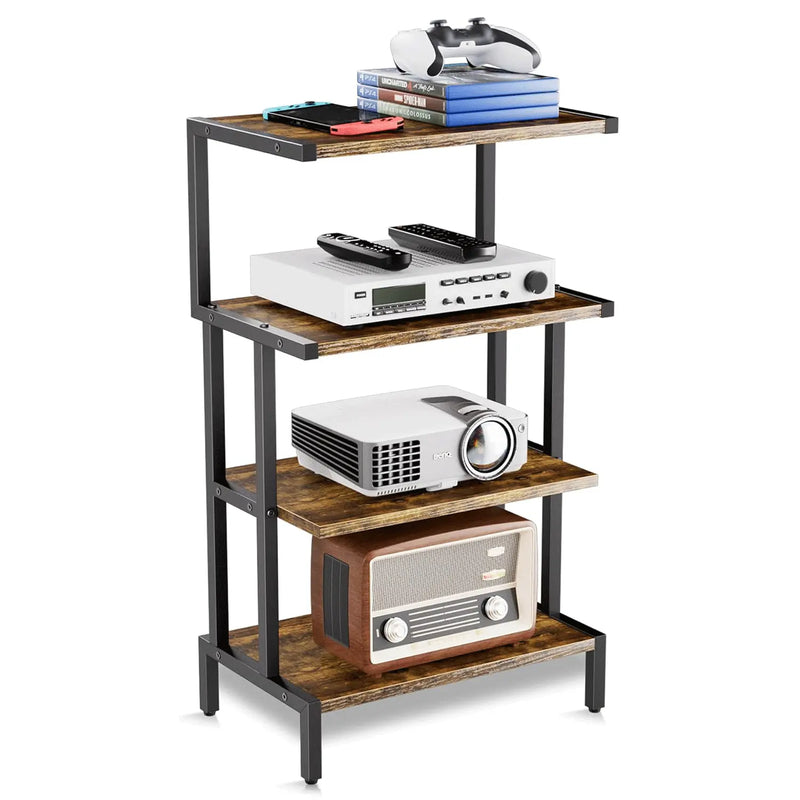 quzee 4-Tier Stereo Stand Cabinet with Storage Shelves