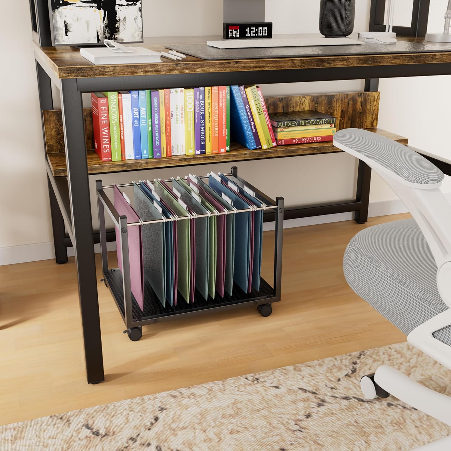 Small Mobile Filing Cart Organizer on Wheels Fits