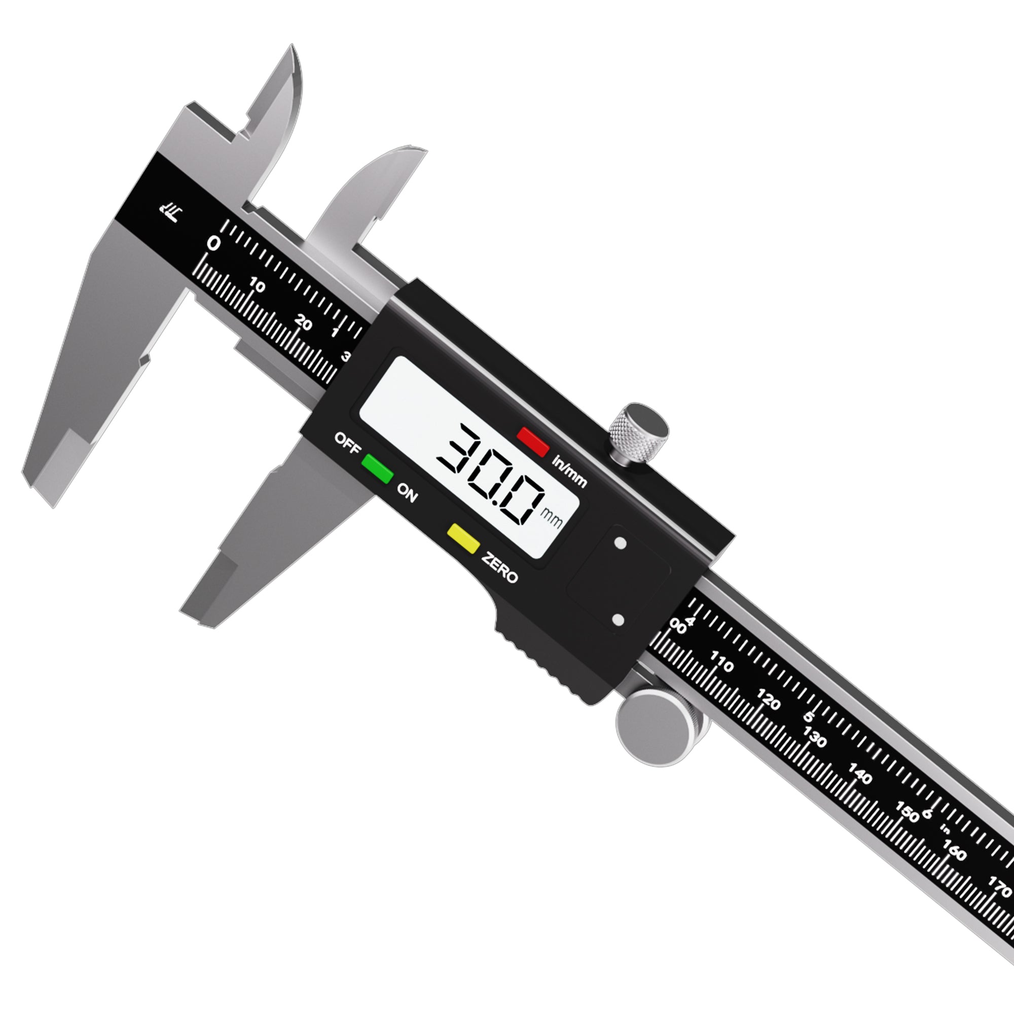 ANDGOO Digital Caliper Measuring Tool, Stainless Steel Electronic Micrometer Caliper,  Vernier Calipers with Large LCD Screen, INCH/MM/Fraction for DIY/Household/3D-printer, Black